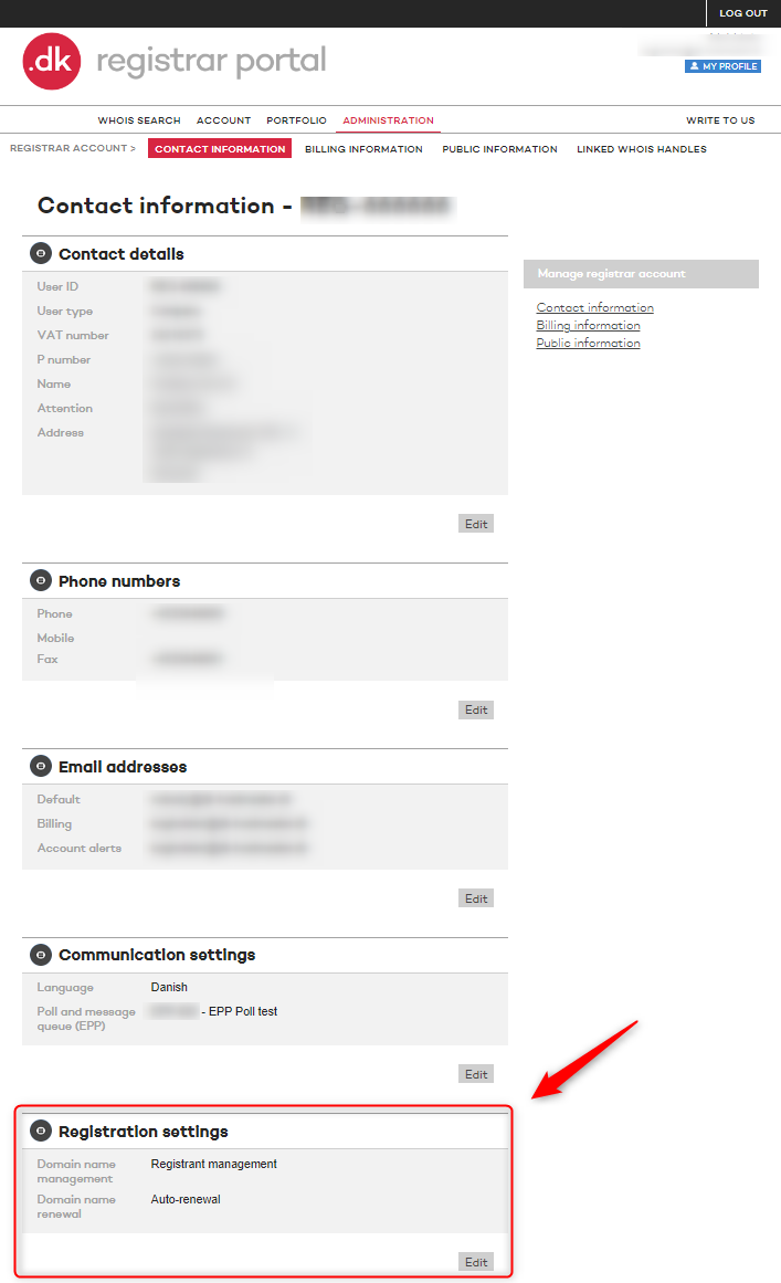 FAQ registration settings 3