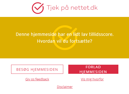 Warning from tjekpånettet